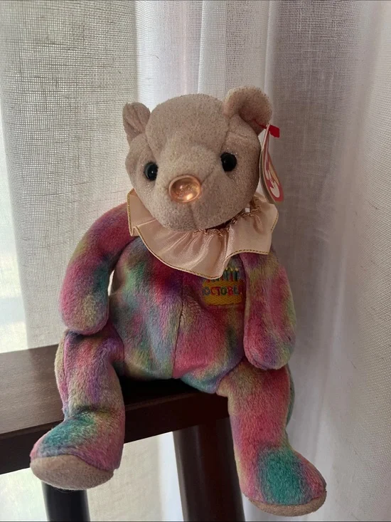 Ty Beanie Babies Birthday October Bear Plush Opal Birthstone 2001 w/ Tag 8”