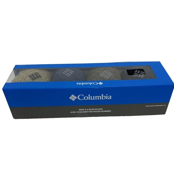 Columbia‎ Men's 4-Pairs mi-chaussettes Crew Socks RCS422MAS1 Gift Box Size 6-12