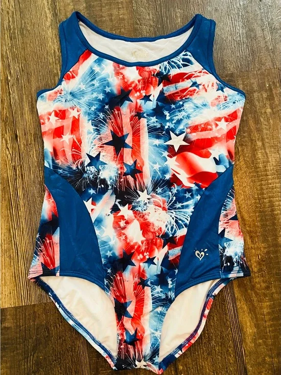 Girls' Red White Blue Justice Gymnastics Leotard