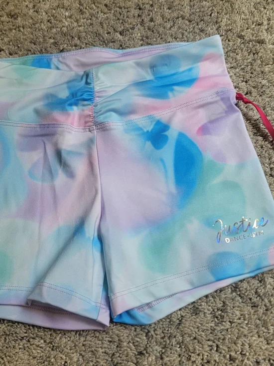 Justice Girls Pastel Tie-Dye Dance Shorts, Mint NWT! Size 12/14