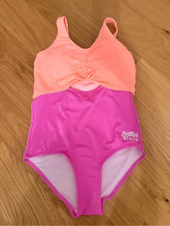 Justice Kids Pink & Coral One-Piece Swimsuit
