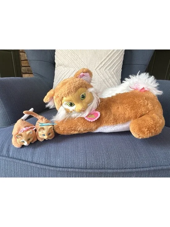 Vintage Hasbro Kitty Surprise Orange Tabby Plush Mother 2 Kittens 1992