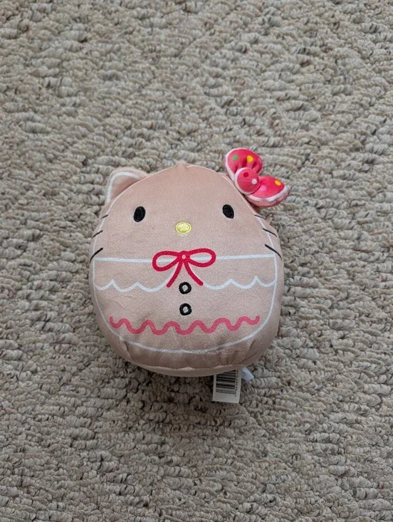 Hello Kitty Gingerbread Squishmallow Christmas Sanrio Pink Red Bow Cat Plush 8