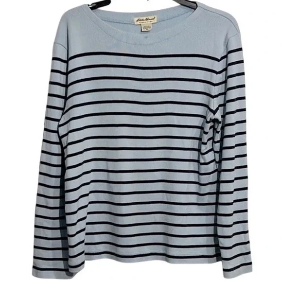 Eddie Bauer Women's Blue striped top - Size Medium