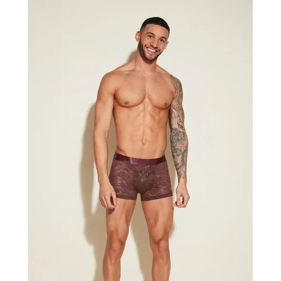 Cosabella Men's Luxury Brown‎ Lace Boxer Trunks Size M