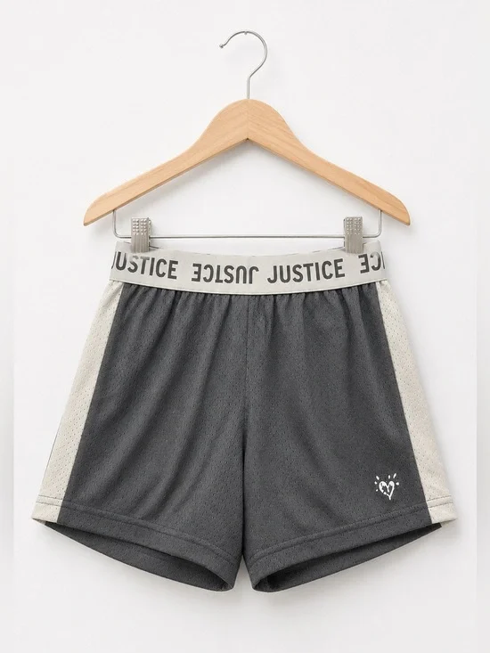 Justice Girls Shorts Size 10 Gray White Mesh Athletic Gym