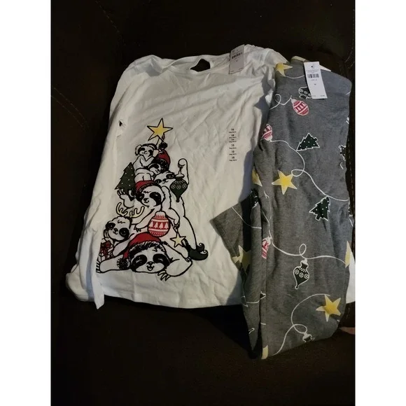 Justice Christmas holiday‎ tree outfit top leggings size 10 nwt