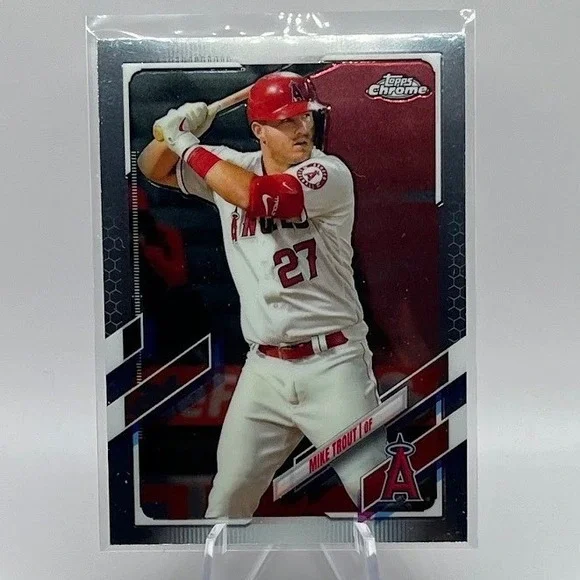 Mike Trout 2021 Topps Chrome 27 MLB Los Angeles Angels Baseball Trading Card