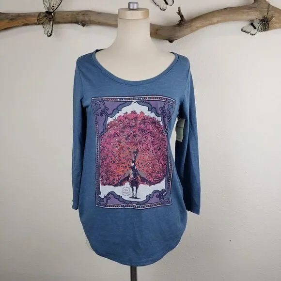 Lucky brand peacock long sleeve tshirt