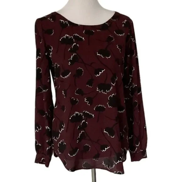 Loft Long Sleeve Floral Blouse size 2