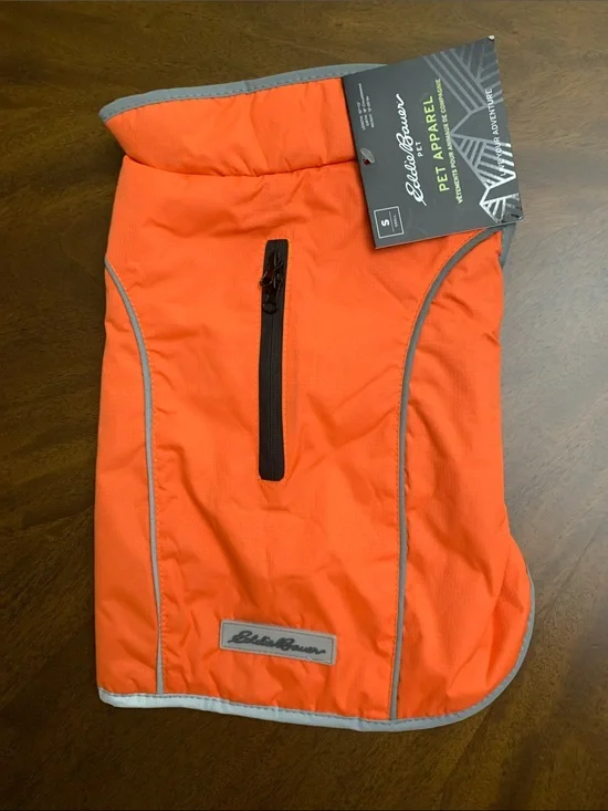 Eddie Bauer Bright Orange Pet Coat with Reflective Trim