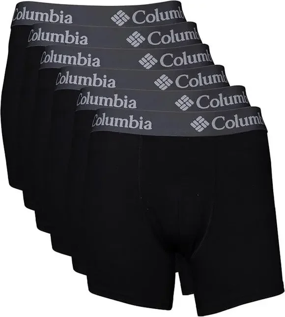 Columbia Men's XL Black 6 Pack Performance Stretch Boxer Briefs G7-2