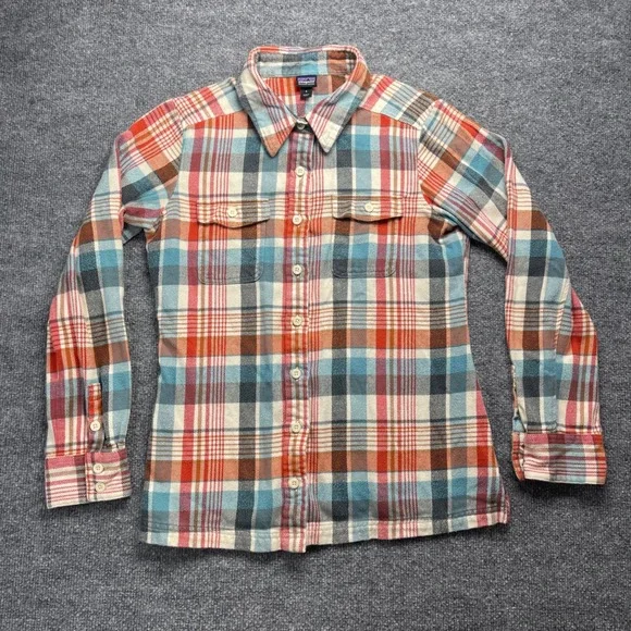 Patagonia Fjord Flannel Organic Cotton Plaid Button Up Shirt Womens 6 53915