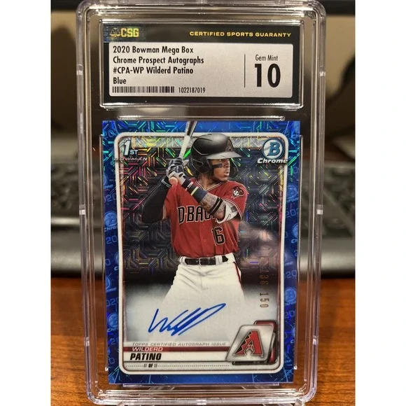 2020 Bowman Chrome Wilderd Patino Blue Mega Box Mojo‎ Refractor Auto /150 CSG 10