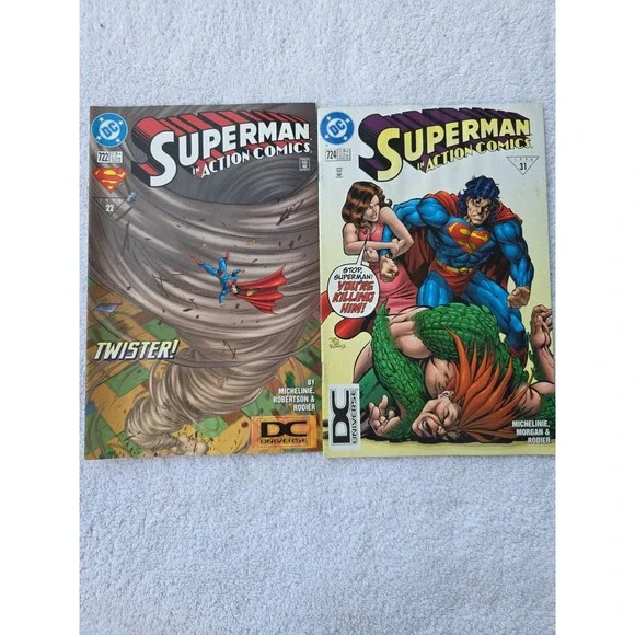 DC Superman Action Comics 722‎ 724 Lot 1996 Modern Age Twister Michelinie E2
