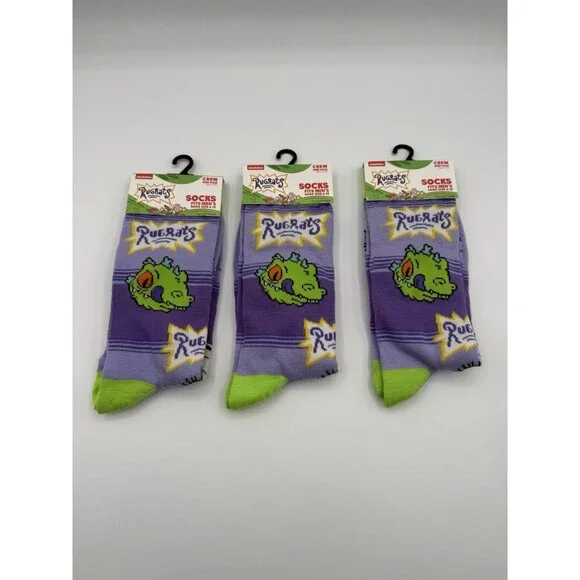 Nickelodeon RUGRATS Cartoon Crew Socks Men’s 6-12 Pack Of 3 Pairs NWT