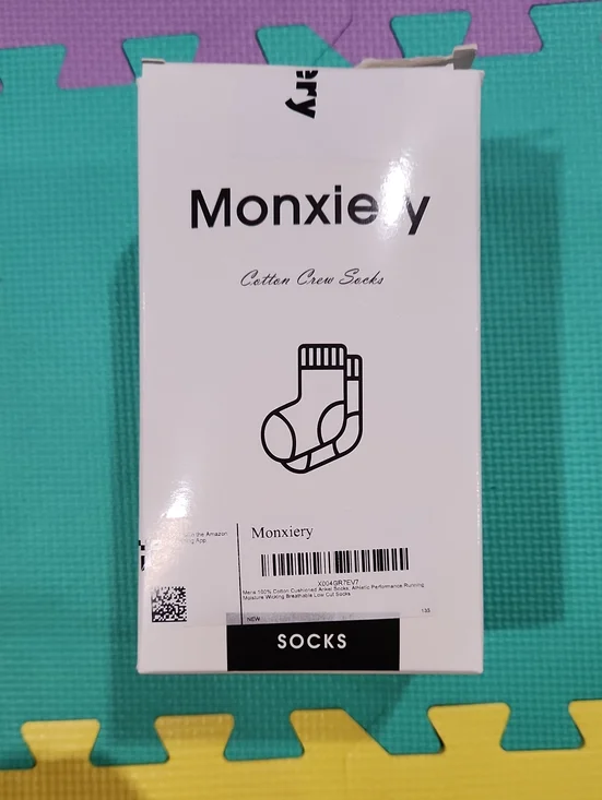 Monxiery Men's Cotton Crew Socks - 7 Pairs White/Gray, NIB