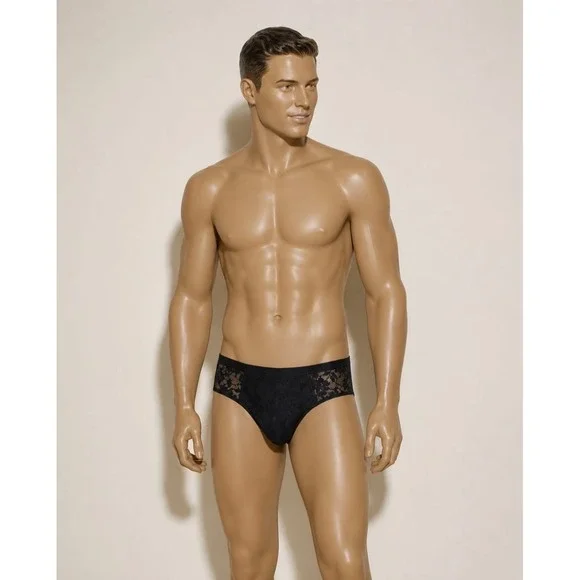 Cosabella‎ Mens Black Floral Lace Sheer Low Rise Briefs Underwear Sexy Lingerie