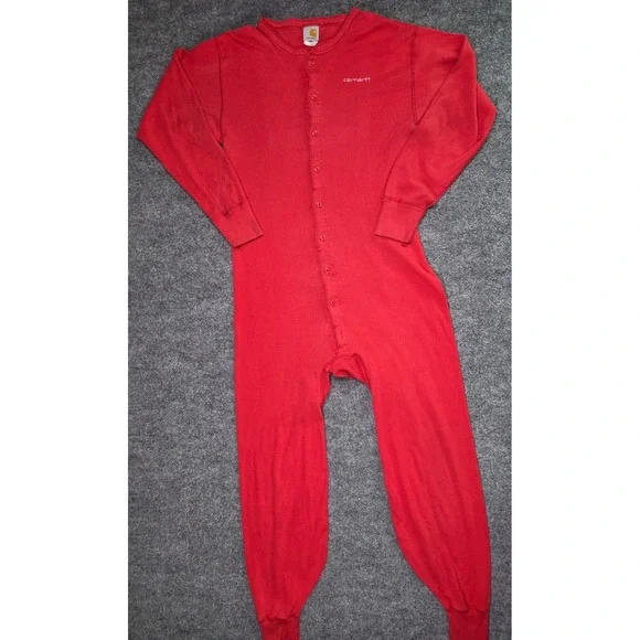 Carhartt Union Suit Mens XL Red Thermal‎ One Piece Long John Base Layer USA K12