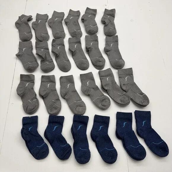 Jzy Qzn Socks Mens One Size Gray Navy Athletic Crew 24 pack Lot Everyday