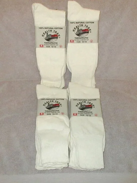 Vtg 100% Cotton Socks Mens 12-13 Therapeutic 12 Pairs Boot Natural USA Made NEW