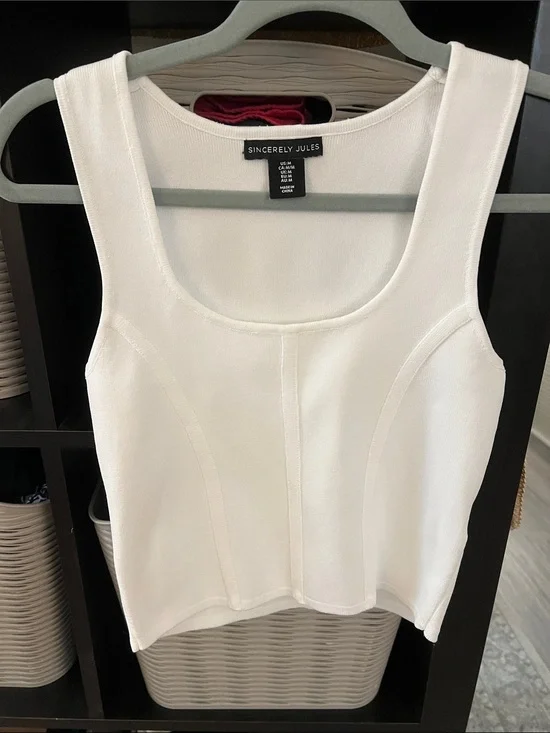 Sincerly Jules White Cropped Neck Tank Top