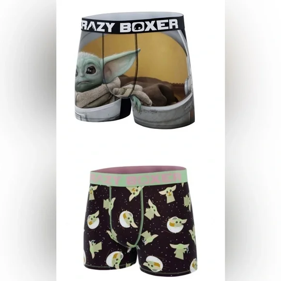 CRAZYBOXER The Mandalorian Baby Yoda‎ Face men’s Boxer Briefs 2pk size large new