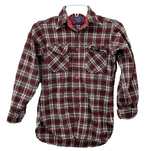 Vintage Pendleton 100% Wool Flannel Shirt Women XS* Western Hike Outdoor 90s USA