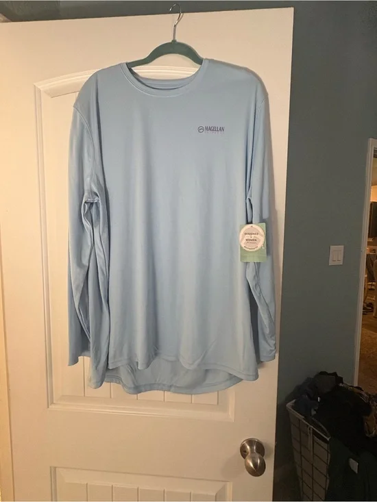 Magellan Outdoors Sky Blue Boyfriend Fit Moisture-Wicking Shirt