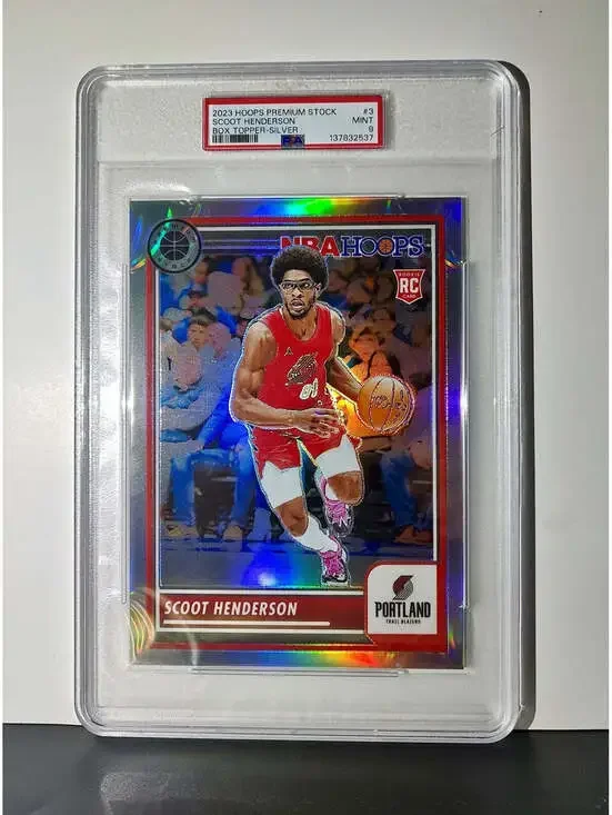 Scoot Henderson 2023 Panini Premium Stock NBA Hoops #3 Jumbo Refractor PSA 9