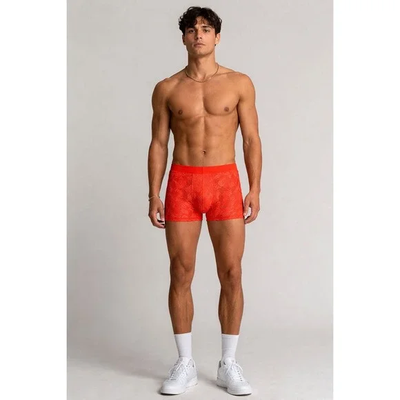 Cosabella Never Say Never Form Classic Trunk Lace Red‎ Men's NWT Size XL