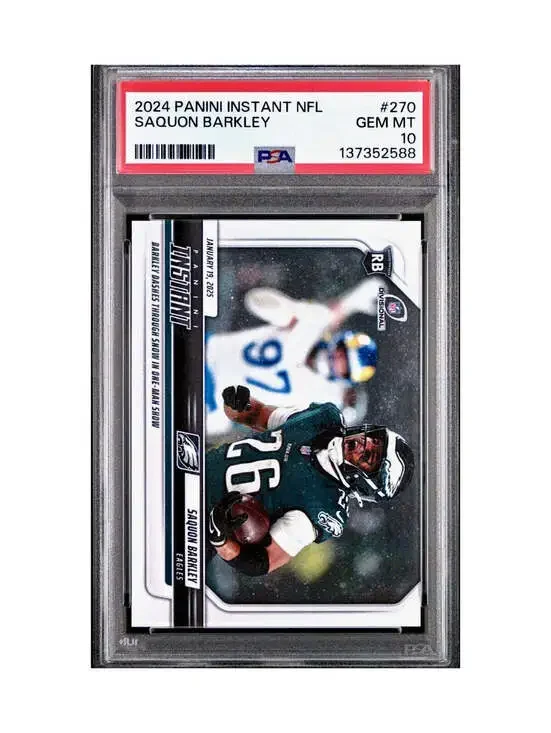 Saquon Barkley 2024 Panini Record Breaker NFL #270 Philadelphia Eagles PSA 10