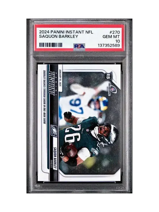 Saquon Barkley 2024 Panini Record Breaker NFL #270 Philadelphia Eagles PSA 10