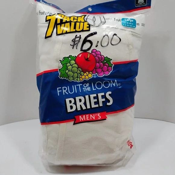 Men's Vintage 2005 Fruit of the Loom Briefs 7 Pack Large 38-40, Brand New