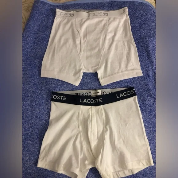 Lacoste / Joe’s White Boxer Briefs with Logo Waistband, cotton- 2 Pair new M