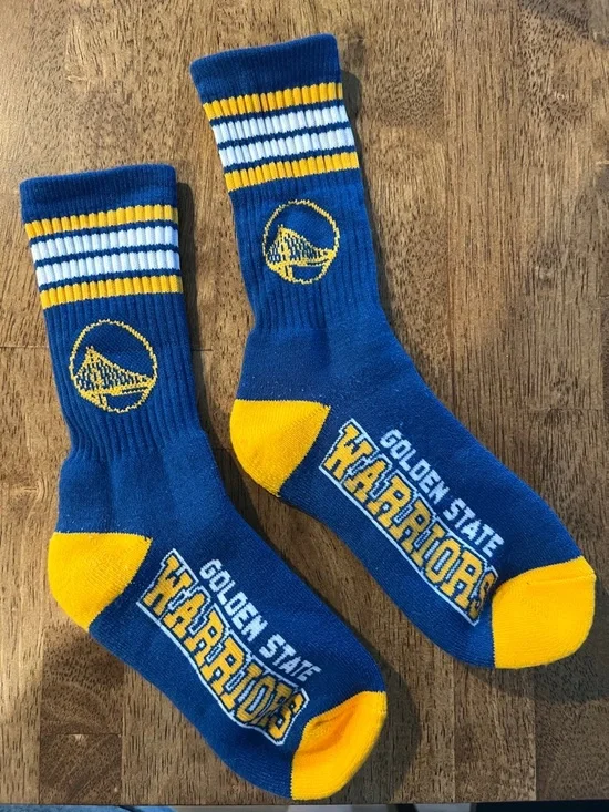NBA Blue and Yellow Golden State Warriors Athletic Crew‎ Socks