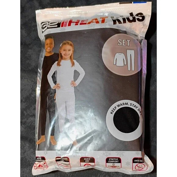 32 Degrees Heat Kids Base Layer Set Long Sleeve Leggings Black Size L 1-Pack