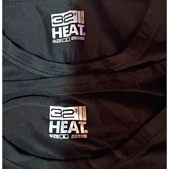 32 Degrees Heat Men's Base Layer Top Long Sleeve Black Size S Solid 2-Pack