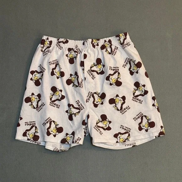 VTG Boxer Rebellion Rinkels Hockey Club Boxer Shorts White Mens Large USA Made