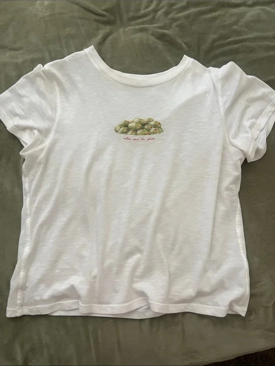 aerie White Short Sleeve Tee Olive you to Pieces 🫒 Graphic