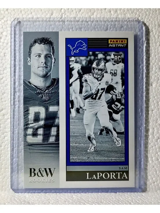 Sam LaPorta 2023 Panini NFL #21 Black & White Rookies Card Detroit Lions 1/216