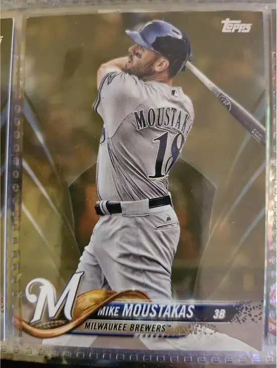 2018 Topps GOLD insert - Mike Moustakas- No. 1156/2018  #US56-Brewers-RAW Mint