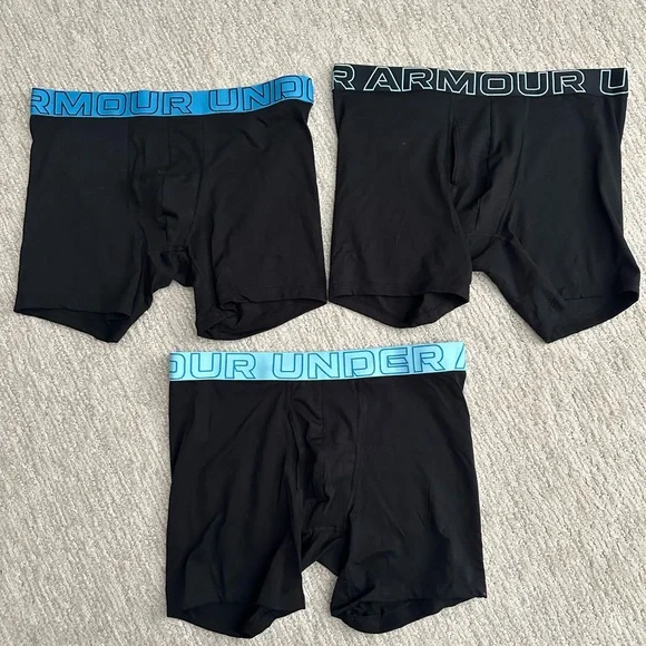 Under Armour Mens Black Boxer Briefs 3 Pack Comfy Waistband New Multi Pack