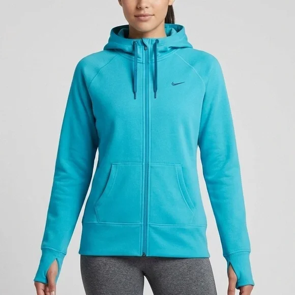 Nike Teal Zip-Up Hooded Sweatshirt