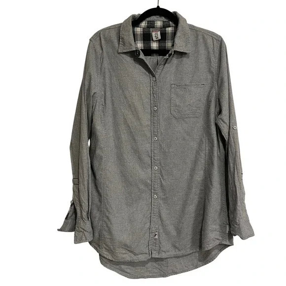 Stio Shirt Long Sleeve Button Down Dovetail Flannel Cabin Gray Womens Large‎