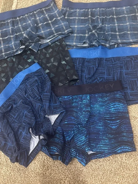 NWOtT Jockey Men’s Navy Blue Patterned Boxer Briefs trunk  - 6 Pack size L