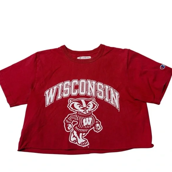 Champion Wisconsin Badgers shirt cropped tee