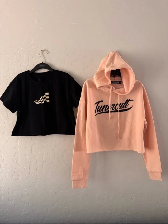 TunerCult Peach Cropped Hoodie & Tee