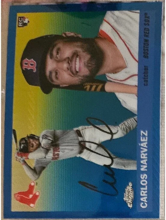 Carlos Narvaez (RC) [Blue Refractor] #256 2025 Topps Chrome Platinum - Red Sox