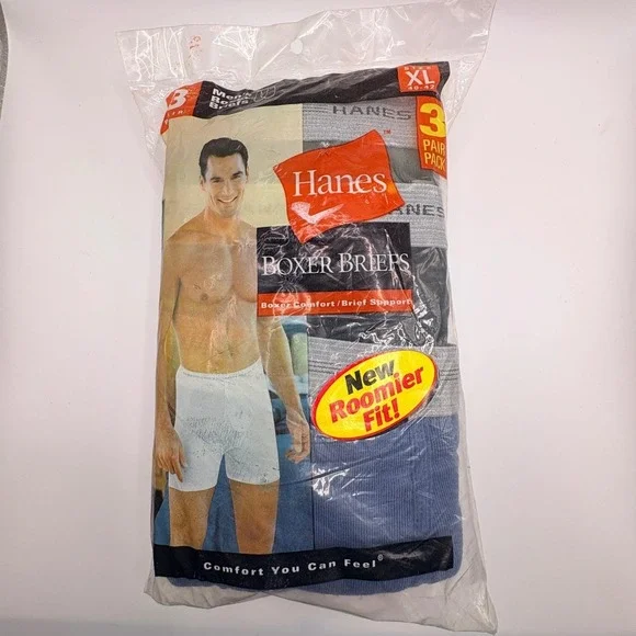 Vintage 2000 Hanes Boxer Briefs Men's Size XL (40-42) 3-Pack Made in USA NIP NEW